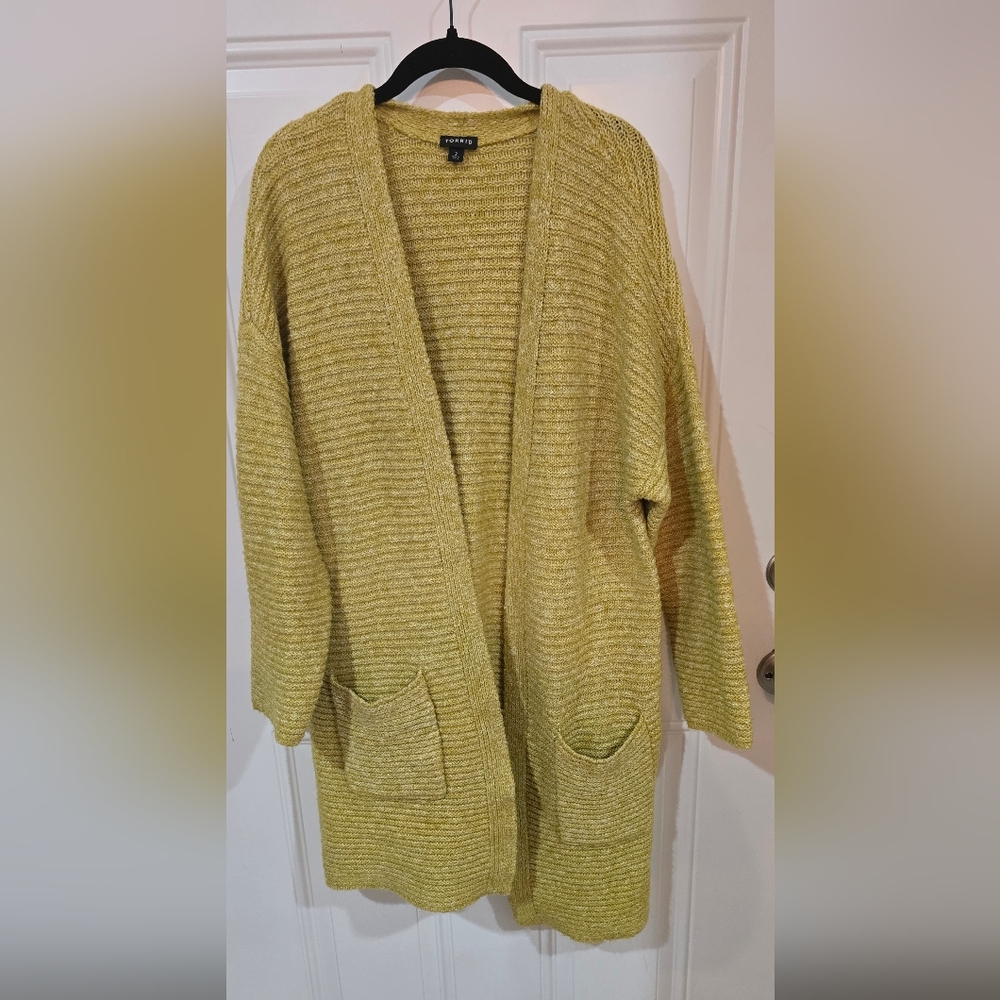 Torrid Size 2 Yellow Cardigan Sweater Open-Front